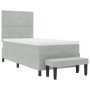 Cama Box Spring con Colchón y Banco Gris Claro 100x200 cm Terciopelo by , Beds and slatted bases - Ref: Foro24-3344492, Price...