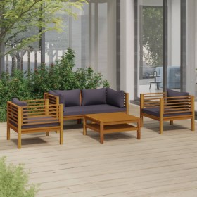 Muebles de jardín 5 pzas cojines madera maciza de acacia