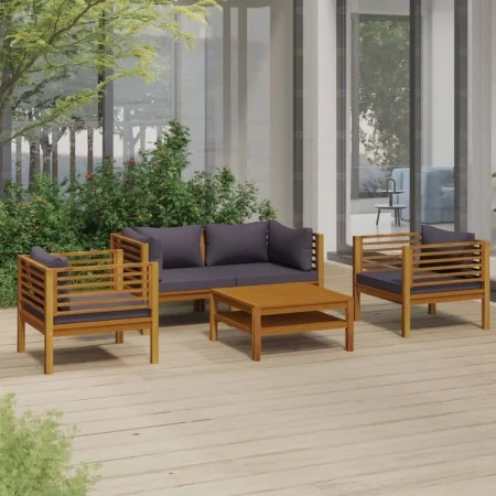 Muebles de jardín 5 pzas cojines madera maciza de acacia de vidaXL, Conjuntos de jardín - Ref: Foro24-3086902, Precio: 734,39...