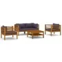 Muebles de jardín 5 pzas cojines madera maciza de acacia de vidaXL, Conjuntos de jardín - Ref: Foro24-3086902, Precio: 734,39...