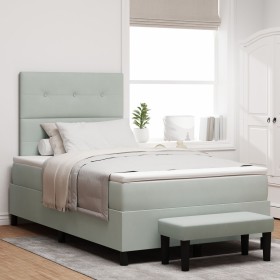 Cama Box Spring con Colchón y Banco Gris Claro 120x200 cm Terciopelo de , Camas y somieres - Ref: Foro24-3344504, Precio: 457...