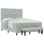 Cama con Box Spring con Colchón y Banco Gris Claro 140x190 cm Terciopelo by , Beds and slatted bases - Ref: Foro24-3344510, P...