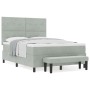 Cama con Box Spring con Colchón y Banco Gris Claro 140x190 cm Terciopelo by , Beds and slatted bases - Ref: Foro24-3344510, P...