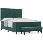 Cama con Base Resortes con Colchón y Banco Verde Oscuro 140x200