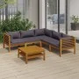 Muebles de jardín 6 pzas cojines madera maciza de acacia de vidaXL, Conjuntos de jardín - Ref: Foro24-3086905, Precio: 745,60...