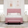 Cama con Somier con Colchón y Banco Rosa 160x200 cm Terciopelo by , Beds and slatted bases - Ref: Foro24-3344527, Price: 588,...