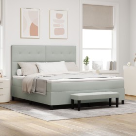 Cama con Somier con Colchón y Banco Gris Claro 180x200 cm Terciopelo by , Beds and slatted bases - Ref: Foro24-3344528, Price...