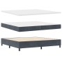 Cama con Base de Resortes de con Colchón & Banco Gris Oscuro 200x200 cm Terciopelo by , Beds and slatted bases - Ref: Foro24-...