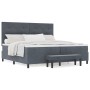 Cama con Base de Resortes de con Colchón & Banco Gris Oscuro 200x200 cm Terciopelo by , Beds and slatted bases - Ref: Foro24-...
