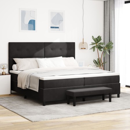 Cama Box Spring con Colchón y Banco Negro 200x200 cm de Terciopelo | Foro24.es | Tu tienda online para hogar, jardín y más Foro24.es
