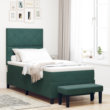 Cama con Base con Colchón y Banco Verde Oscuro 90x190 cm Terciopelo | Foro24.es | Tu tienda online para hogar, jardín y más Foro24.es