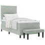 Cama con Somier con Colchón y Banco Gris Claro 90x200 cm Terciopelo by , Beds and slatted bases - Ref: Foro24-3344552, Price:...
