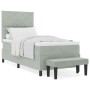 Cama con Somier con Colchón y Banco Gris Claro 90x200 cm Terciopelo by , Beds and slatted bases - Ref: Foro24-3344552, Price:...