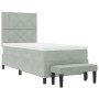 Cama con Somier con Colchón y Banco Gris Claro 90x200 cm Terciopelo by , Beds and slatted bases - Ref: Foro24-3344552, Price:...