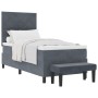 Cama con box spring con colchón y banco gris oscuro 90x200 cm terciopelo by , Beds and slatted bases - Ref: Foro24-3344553, P...