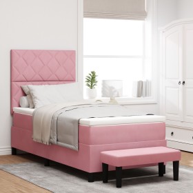 Cama Box Spring con Colchón y Banco Rosa 90x200 cm Terciopelo von , Betten und Lattenroste - Ref: Foro24-3344557, Preis: 358,...