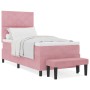 Cama Box Spring con Colchón y Banco Rosa 90x200 cm Terciopelo de , Camas y somieres - Ref: Foro24-3344557, Precio: 358,32 €, ...