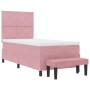 Cama Box Spring con Colchón y Banco Rosa 90x200 cm Terciopelo de , Camas y somieres - Ref: Foro24-3344557, Precio: 358,32 €, ...