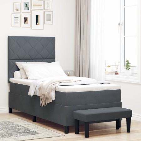 Cama con Estructura con Colchón y Banco Gris Oscuro 100x200 cm Terciopelo by , Beds and slatted bases - Ref: Foro24-3344559, ...