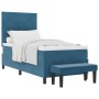 Cama con Box Spring con Colchón & Banco Azul Oscuro 100x200 cm Terciopelo | Foro24.es | Tu tienda online para hogar, jardín y más Foro24.es