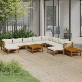 Garden furniture 12 pcs cream cushions solid acacia wood by vidaXL, Garden sets - Ref: Foro24-3086944, Price: 1,00 €, Discoun...