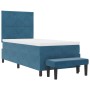 Cama con Box Spring con Colchón & Banco Azul Oscuro 100x200 cm Terciopelo | Foro24.es | Tu tienda online para hogar, jardín y más Foro24.es