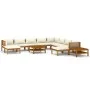 Muebles de jardín 12 pzas cojines crema madera maciza acacia de vidaXL, Conjuntos de jardín - Ref: Foro24-3086944, Precio: 1,...