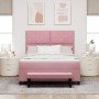 Cama con Base con Colchón y Banco Rosa 160x200 cm Terciopelo by , Beds and slatted bases - Ref: Foro24-3344593, Price: 598,43...