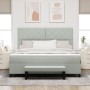 Cama Box Spring con colchón y banco Gris Claro 180x200 cm Velours by , Beds and slatted bases - Ref: Foro24-3344594, Price: 6...