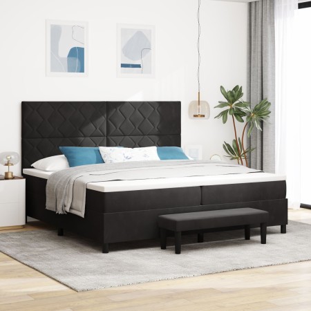 Cama con Box Spring con Colchón y Banco Negro 200x200 cm Terciopelo | Foro24.es | Tu tienda online para hogar, jardín y más Foro24.es