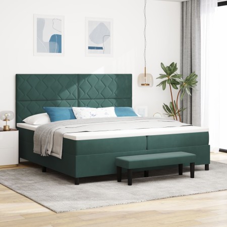 Cama Box Spring con Colchón y Banco Verde Oscuro 200x200 cm de Terciopelo | Foro24.es | Tu tienda online para hogar, jardín y más Foro24.es
