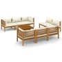 Muebles de jardín 9 pzas madera maciza de acacia cojines crema de vidaXL, Conjuntos de jardín - Ref: Foro24-3086936, Precio: ...