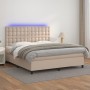 Cama box spring colchón LED cuero sintético capuchino 160x200cm
