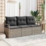 Conjunto de sofá de jardín 3 pcs Gris Poliratán