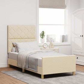 Cama en Crema 90x190 cm de Tela