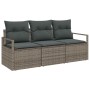 Conjunto de sofá de jardín 3 pcs Gris Poliratán