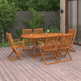 7-piece solid acacia wood garden dining set by vidaXL, Garden sets - Ref: Foro24-3086970, Price: 528,35 €, Discount: %