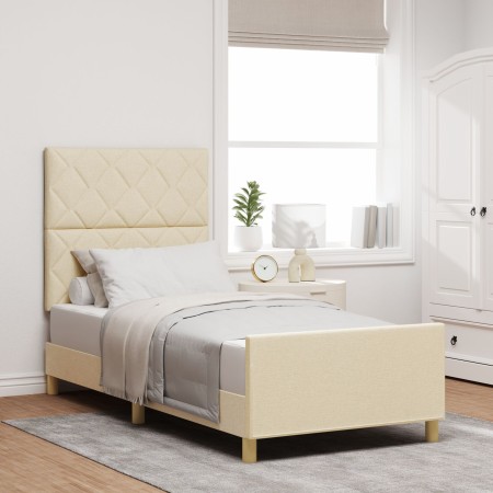 Cama Crema 90x200 cm de Tela by , Beds and slatted bases - Ref: Foro24-3344779, Price: 140,06 €, Discount: %