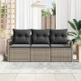 Conjunto de sofá de jardín 3 pcs Gris Poliratán