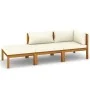 Gartenmöbel 3 Stück massives Akazienholz Creme Kissen von vidaXL, Gartensets - Ref: Foro24-3086953, Preis: 448,99 €, Rabatt: %