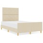 Estructura de cama en crema - 120x190 cm, Tela by , Beds and slatted bases - Ref: Foro24-3344793, Price: 187,51 €, Discount: %