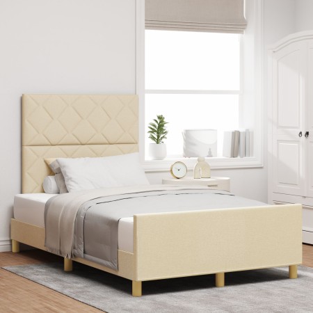 Cama Crema 120x200 cm Tela by , Beds and slatted bases - Ref: Foro24-3344800, Price: 182,76 €, Discount: %