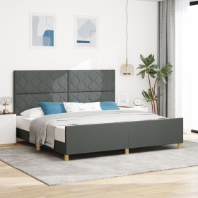 Estructura de cama Gris oscuro 200x200 cm Tela