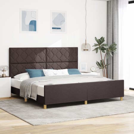 Cama en Marrón Oscuro, 200x200 cm, Tela by , Beds and slatted bases - Ref: Foro24-3344833, Price: 261,61 €, Discount: %