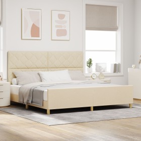 estructura de cama crema 200x200 cm tela by , Beds and slatted bases - Ref: Foro24-3344835, Price: 265,09 €, Discount: %