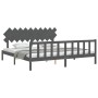 Gray solid wood bed frame with headboard 200x200 cm by vidaXL, Beds and slatted bases - Ref: Foro24-3193488, Price: 174,71 €,...