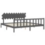 Gray solid wood bed frame with headboard 200x200 cm by vidaXL, Beds and slatted bases - Ref: Foro24-3193488, Price: 174,71 €,...