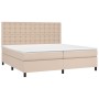 Cama box spring colchón LED cuero sintético capuchino 200x200cm