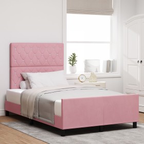 Base de cama rosa 120x200 cm terciopelo