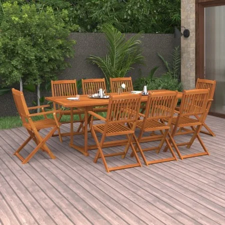 Set de comedor para jardín 9 piezas madera maciza de acacia de vidaXL, Conjuntos de jardín - Ref: Foro24-3086986, Precio: 674...
